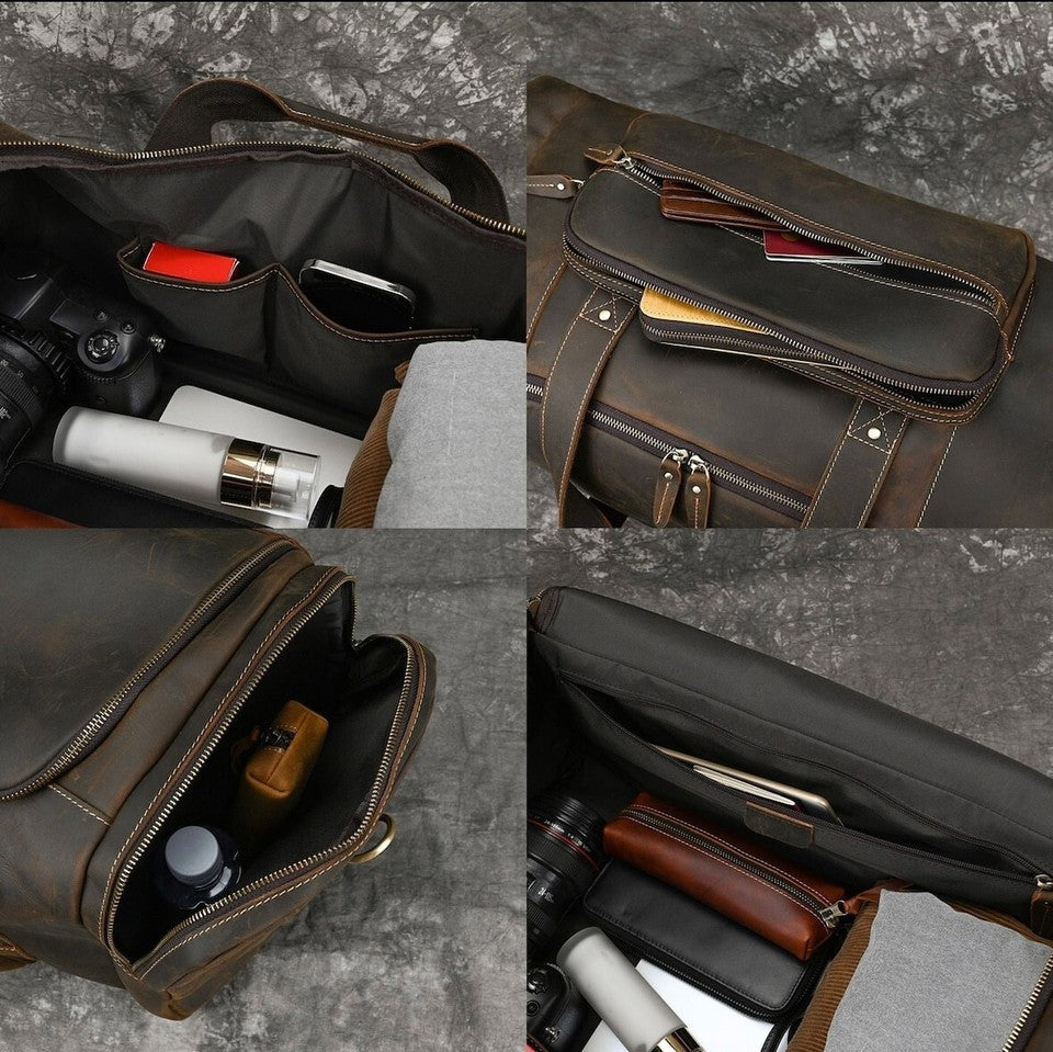 Leather Travel Bag Large Leather duffle Bag Leather weekender bag Overnight bag