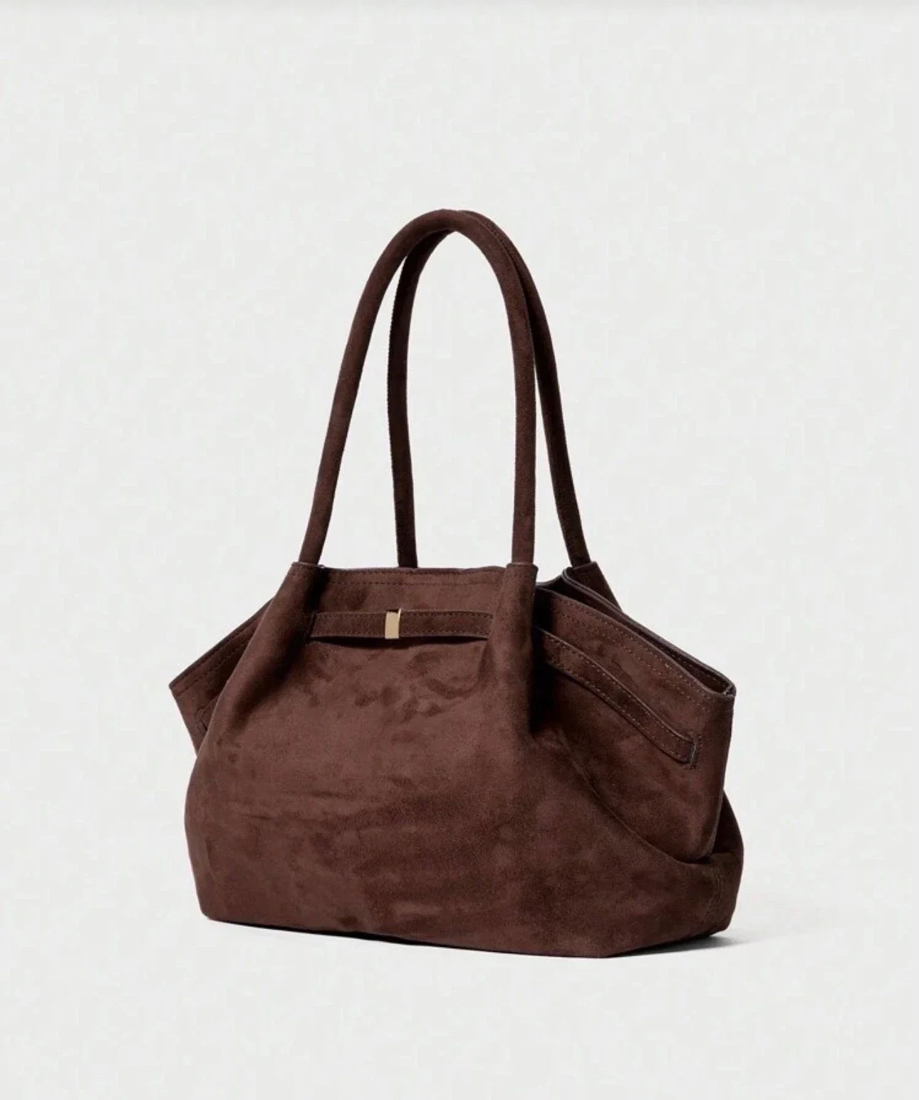 New Chocolate Brown Suede Shoulder Bag Designer Luxury Trendy Tote Fall Vintage