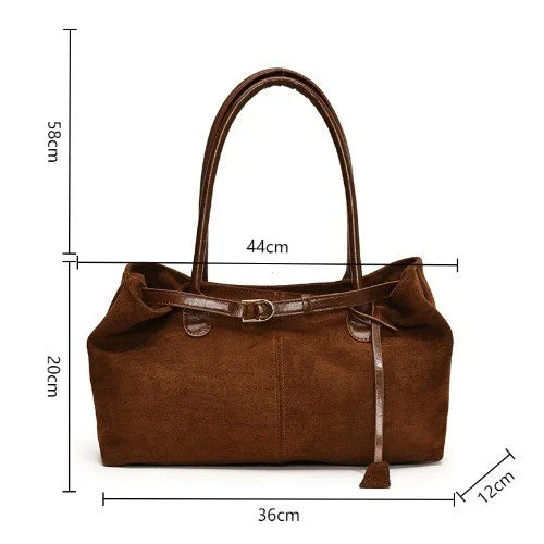 Autumn Winter Women Suede Underarm Tote Bag Large Capacity Commuter Shoulder Bag