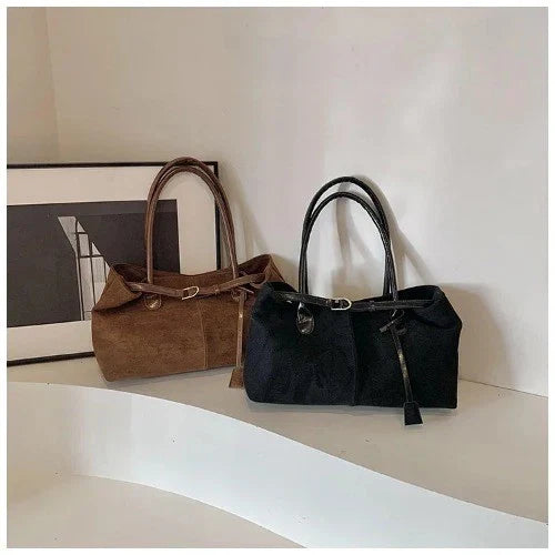 Autumn Winter Women Suede Underarm Tote Bag Large Capacity Commuter Shoulder Bag