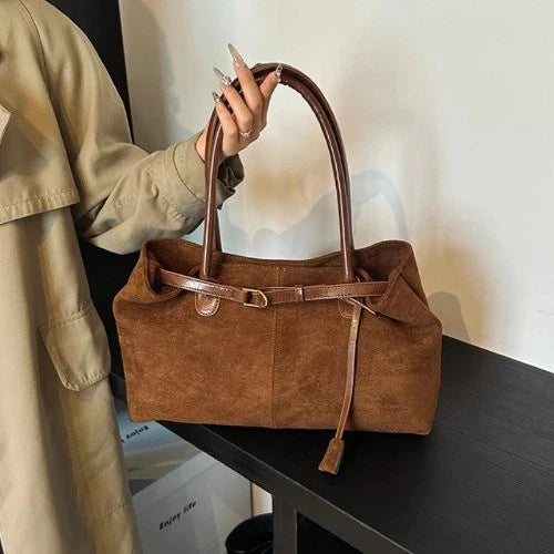 Autumn Winter Women Suede Underarm Tote Bag Large Capacity Commuter Shoulder Bag