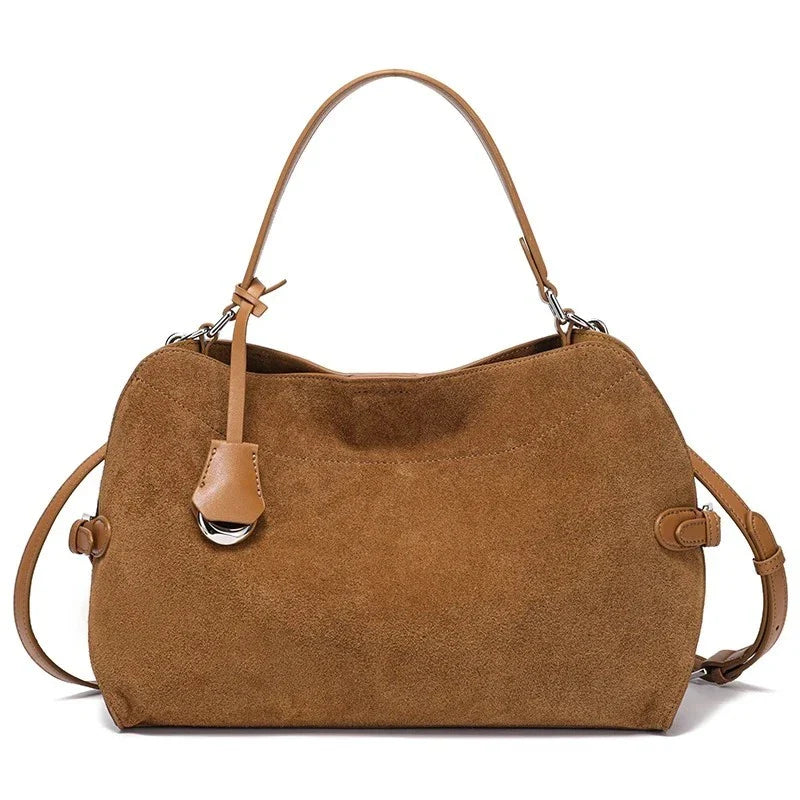New Winter 2026 Women's Genuine Suede Leather Handbag Soft Cowhide Tote